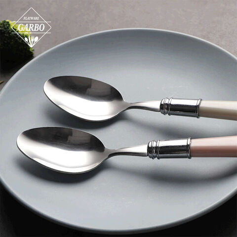 高品质餐具不锈钢餐勺带创意塑料手柄