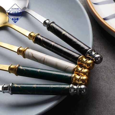 Creative high-end ceramic handle marbling stainless steel dinner knife