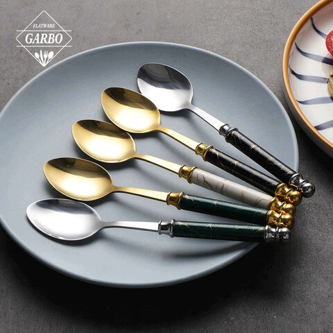 New designed high-end ceramic marbling handle stainless steel dinner spoon