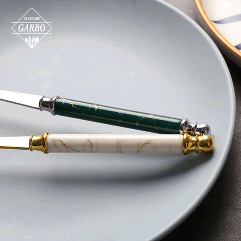 New designed high-end ceramic marbling handle stainless steel dinner spoon