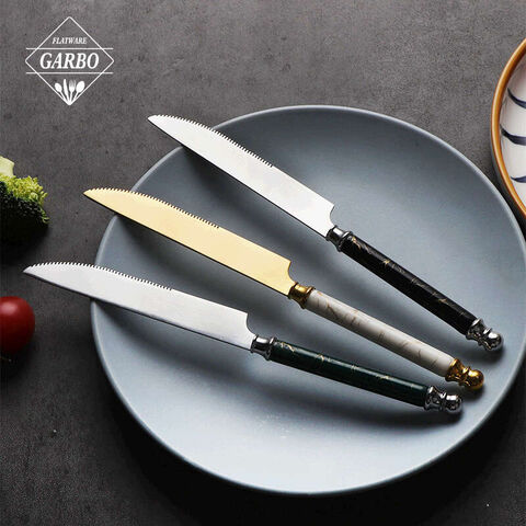 European style cutlery set with high end marble ceramic handle flatware