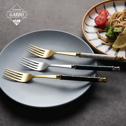 European style cutlery set with high end marble ceramic handle flatware