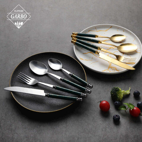 whole sale marble ceramic handle cutlery set four pieces flatware set factory directly sale price