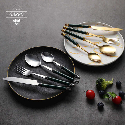 whole sale marble ceramic handle cutlery set four pieces flatware set factory directly sale price