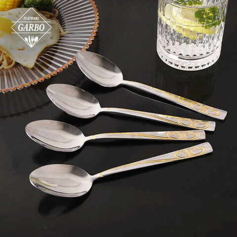 Electroplating golden decoration handle stainless steel dinner spoon