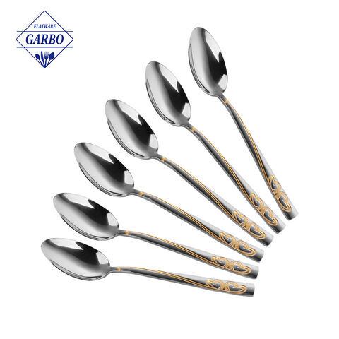 Electroplating golden decoration handle stainless steel dinner spoon