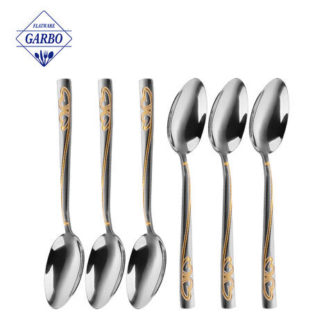 Electroplating golden decoration handle stainless steel dinner spoon