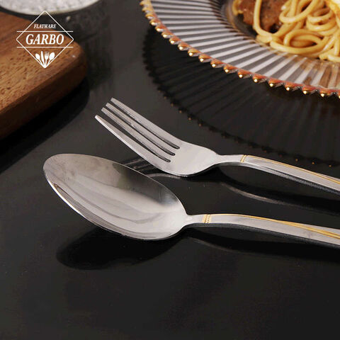 84-Piece Wooden Gift Case Stainless Steel Cutlery Set Set Peralatan Makan dengan Pola Emas