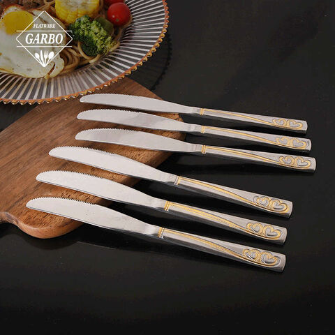 Egyptian style 201 stainless steel golden plated flatware water polish cutlery set