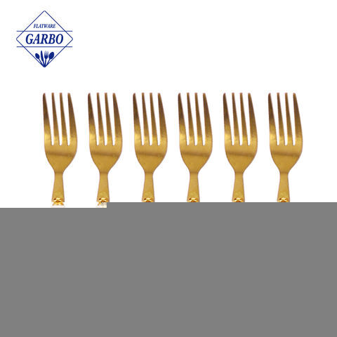 Golden dinner fork Set with Ceramic Marble Handle 6pcs Spoon Fork Knife Set Stainless Steel Tableware dessert fork Gold Utensils Set