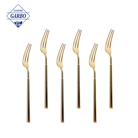 6 Pcs Stainless Steel Gold Leaf Creative Appetizer Cake Fruit Forks Set 4.7 Inches Tasting Dessert Forks Kitchen Accessory Wedding Party