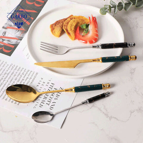 410 Stainless Steel Ceramic Handle Flatware Luxury Golden Color Dinner Knife