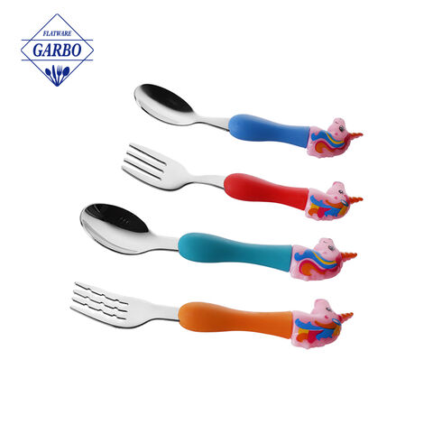 Children's gift unicorn tableware cute plastic flatware set food grade