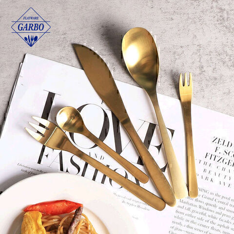  Metal Handle Cutlery Japanese Style Exquisite Stainless Steel Gold Flatware Set Using in Home Kitchen Utensils 