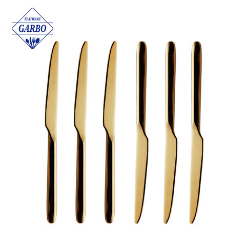 High Quality 420 Stainless Steel Luxury Electroplating Gold Colored Dinner Knife