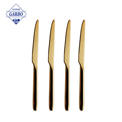 High Quality 420 Stainless Steel Luxury Electroplating Gold Colored Dinner Knife