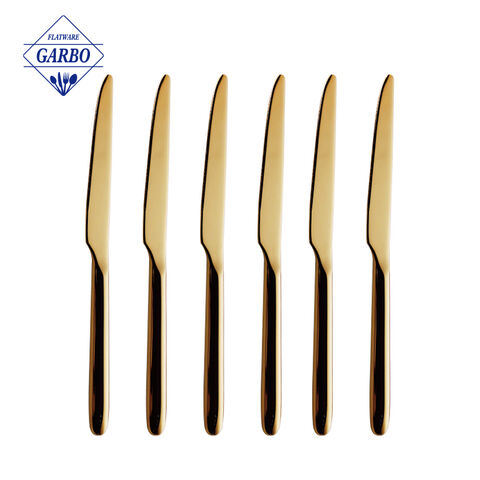 High Quality Golden Mirror Polished Stainless Steel Flatware Sets with Customized Gift Box