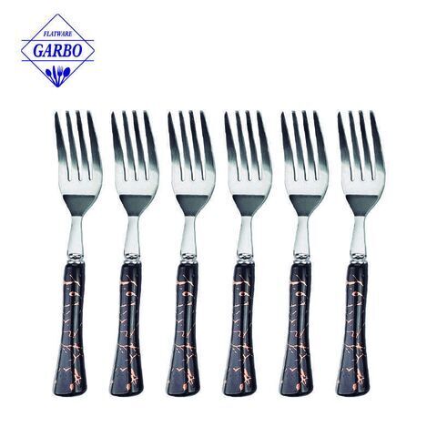 Dessert Forks with ceramic handle 5.5Inches Stainless Steel Cocktail Forks, Appetizer Small Forks, Fruit Salad Forks for Party Hotel Restaurant Dishwasher Safe