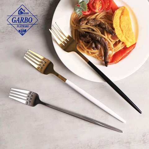 Gold At Colored Dinner Fork Stainless Steel Tableware Na May Iba't ibang Disenyo ng Handle