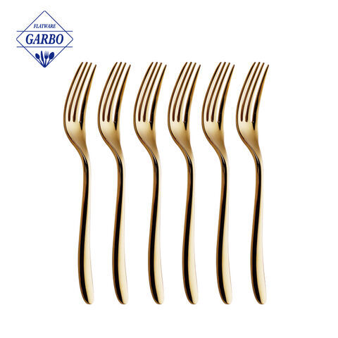 Elegant Godlen Stianless Steel Dinner Fork na May High-end na Package