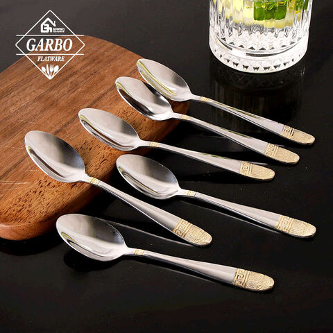 golden embossed design stainless steel dinner spoon