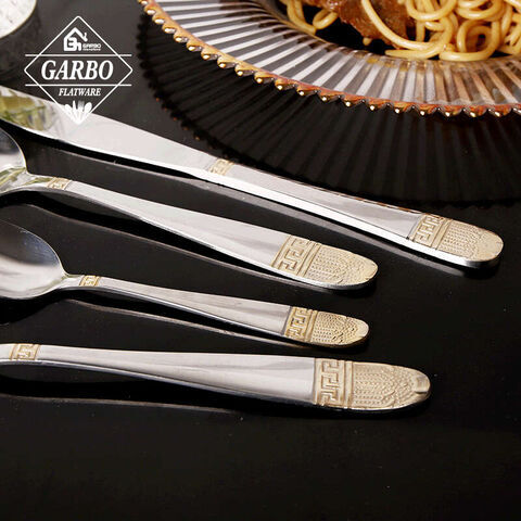golden embossed design stainless steel dinner spoon