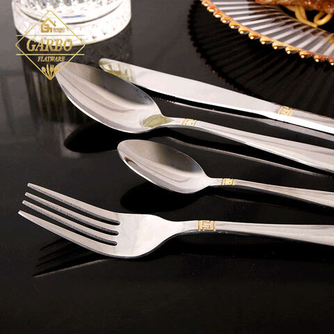 golden embossed design stainless steel dinner spoon