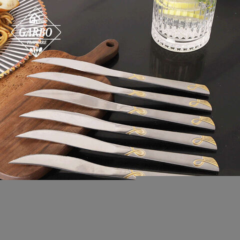 Sturdy Flatware Middle East Style Table Knife with Engraved Pattern Handle 