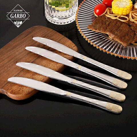 Sturdy Flatware Middle East Style Table Knife with Engraved Pattern Handle 