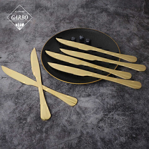 High Quality Gold Dinner Knife Sets Flatware For Hotel Used