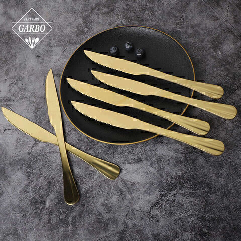 High Quality Gold Dinner Knife Sets Flatware For Hotel Used
