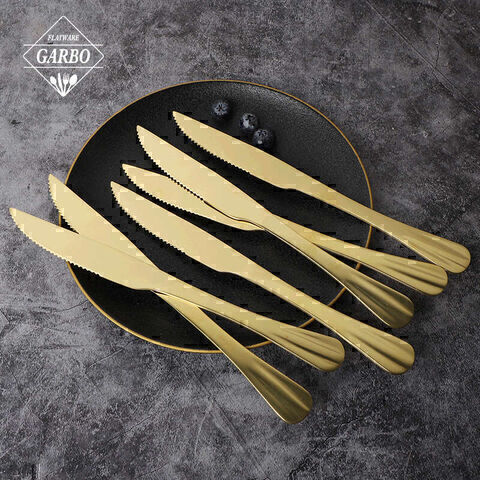 High Quality Gold Dinner Knife Sets Flatware For Hotel Used