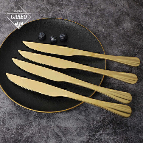 High Quality Gold Dinner Knife Sets Flatware For Hotel Used