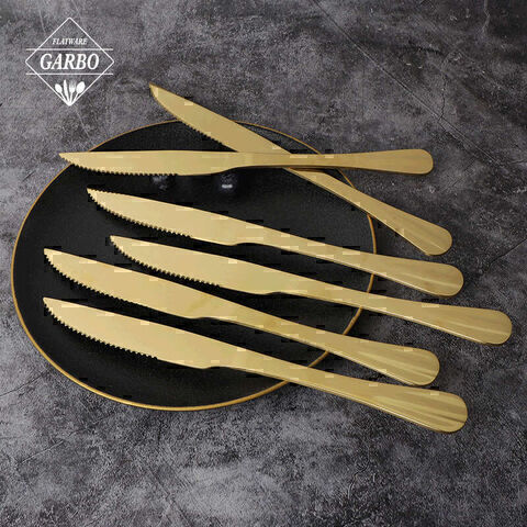 High Quality Gold Dinner Knife Sets Flatware For Hotel Used