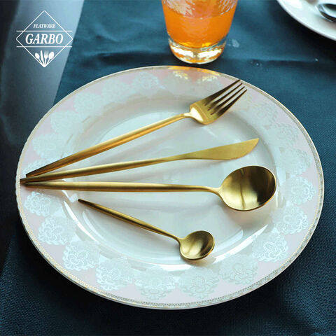 Juego de cena de alta calidad de estilo portugués de 16 piezas de color dorado de galvanoplastia de lujo