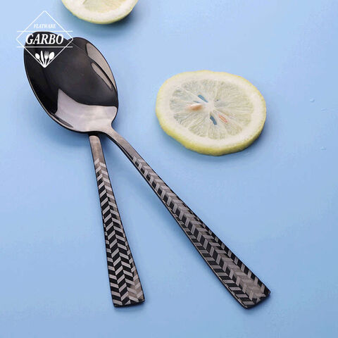 Modern Design Electroplating Black Color Customized Food Contact Safe Cutlery Set 