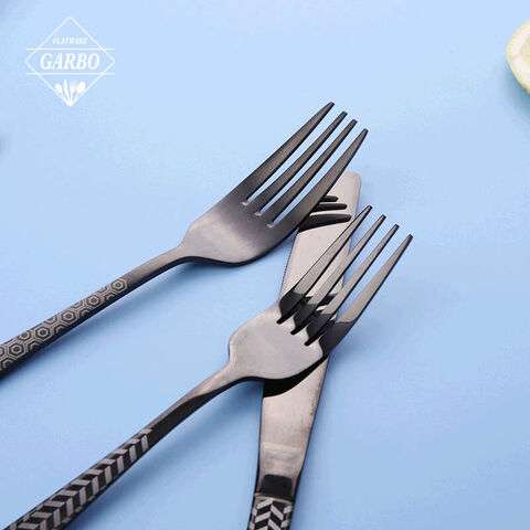 Modern Design Electroplating Black Color Customized Food Contact Safe Cutlery Set 