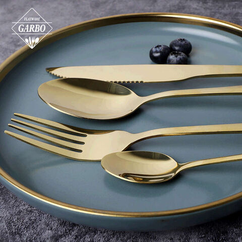 Golden Mirror Polished High Quality Stainless Steel 24PCS Flatware Sets