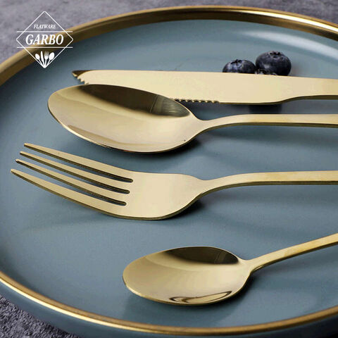 Golden Mirror Polished High Quality Stainless Steel 24PCS Flatware Sets