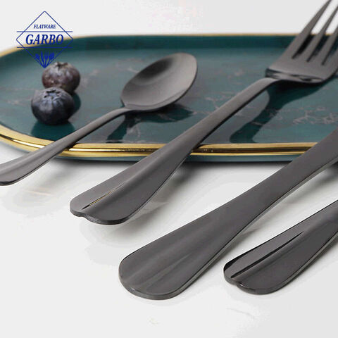 24PCS Minimalist Style E-plating Black Stainless Steel Silverware Flatware Sets