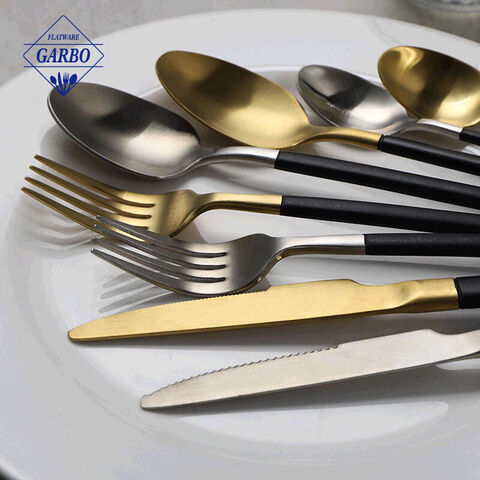Matte Finished Stainless Steel Flatware with Black Plating Handle