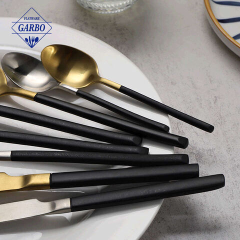 Matte Finished Stainless Steel Flatware with Black Plating Handle