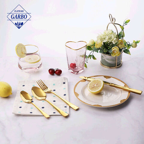 set sendok garpu berlapis ion warna emas kelas atas untuk penggunaan dapur