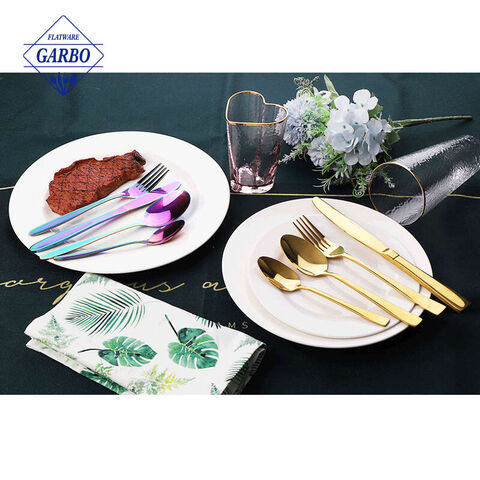 rainbow color high quality flatware colorful mirror polish cutlery set