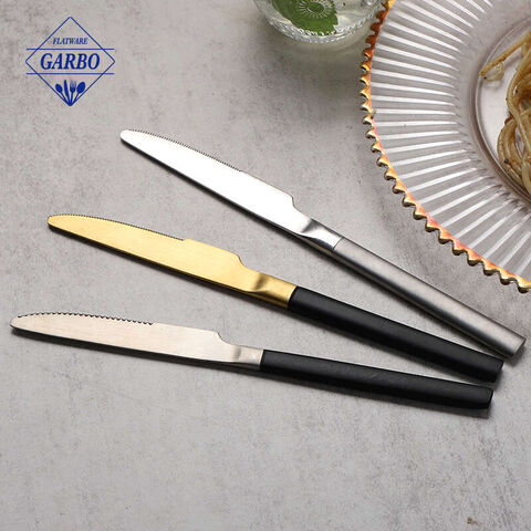 Coltello da tavola nordico commerciale in acciaio inossidabile color oro opaco