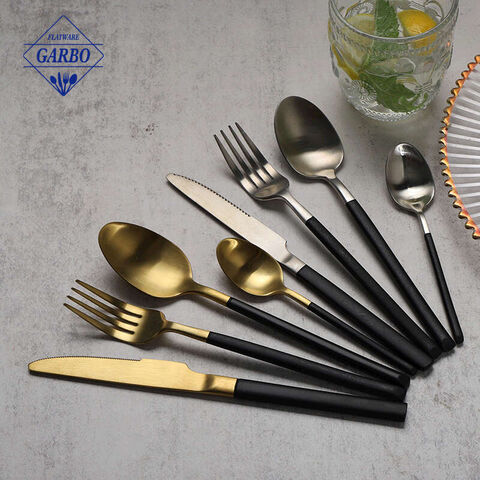 Inventory Luxury Fancy Stainless Steel Gold Silverware Spoon Set Cutlery