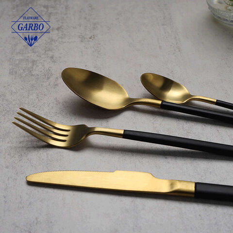 Inventory Luxury Fancy Stainless Steel Gold Silverware Spoon Set Cutlery