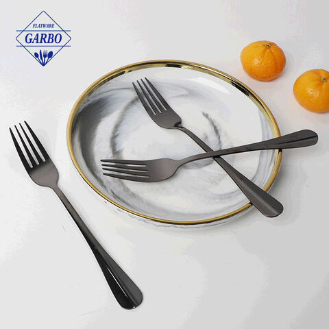 Tenedor de cena minimalista de acero inoxidable 410 PVD negro