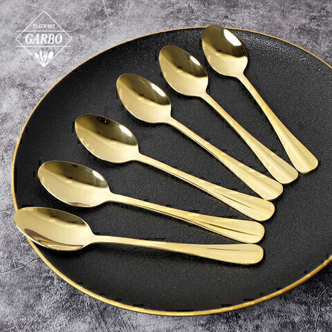 Wholesale Simple Style Elegant PVD Golden Stainless Steel Dinner Spoon