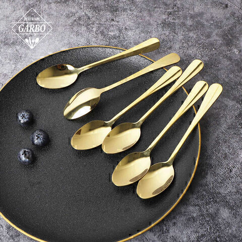 Wholesale Simple Style Elegant PVD Golden Stainless Steel Dinner Spoon